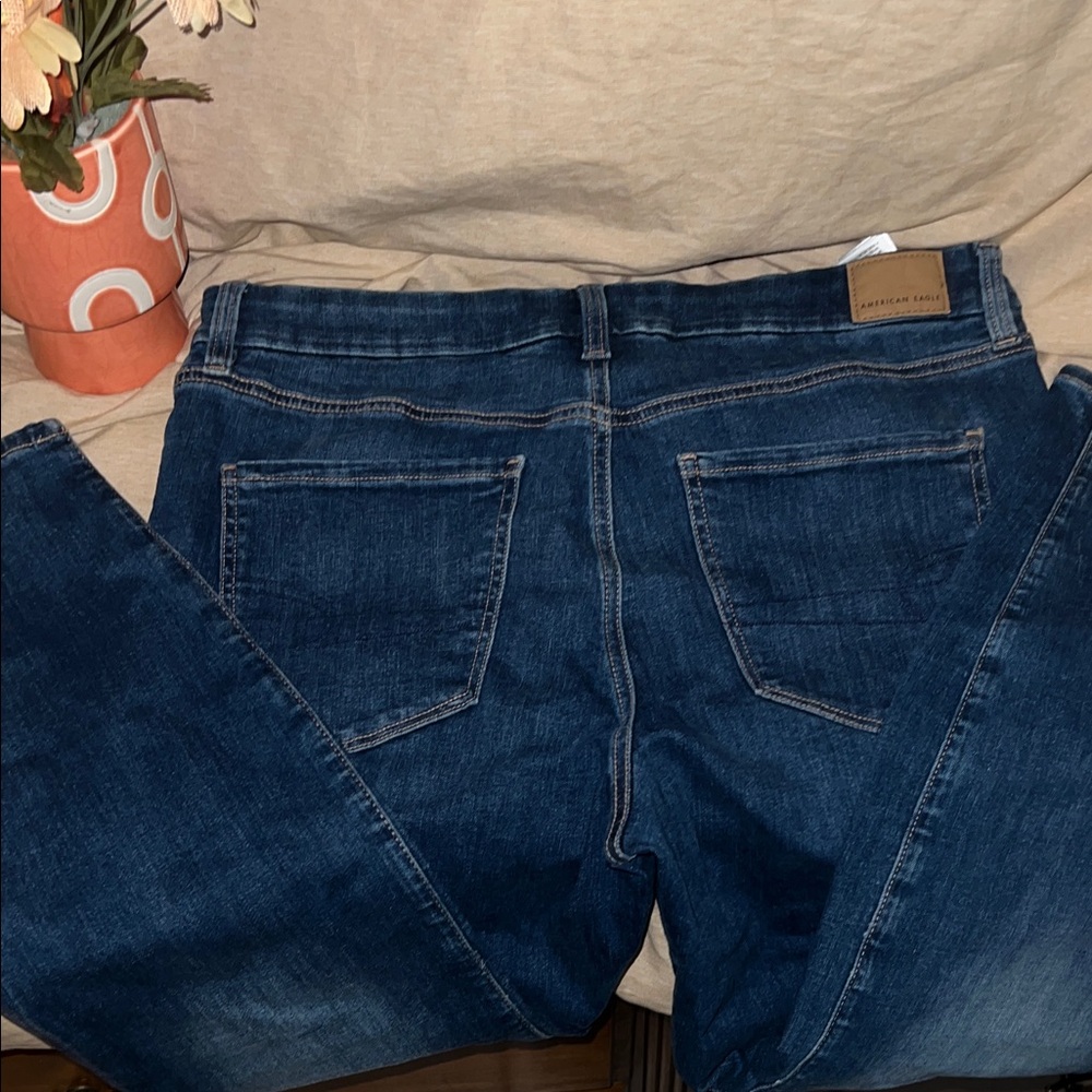 American Eagle Outfitters Women's Dark Blue Straight Leg Jeans